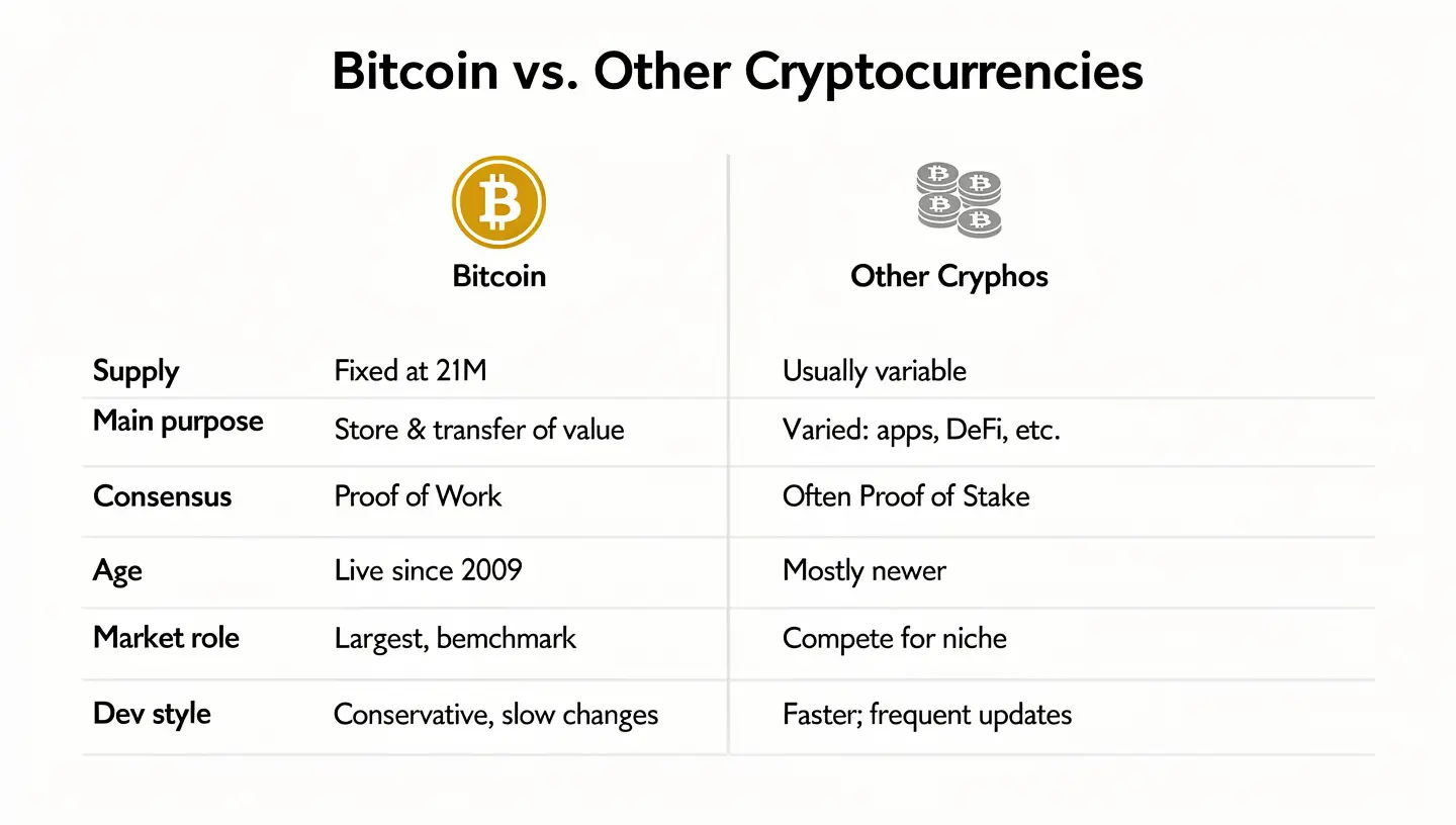 difference between Bitcoin and cryptocurrency